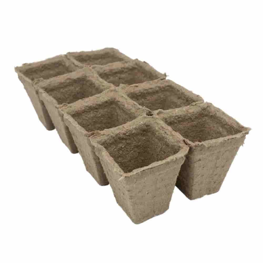 Plateau de culture 6 x 6 cm, 8 pots octogonaux par plateau, compostable