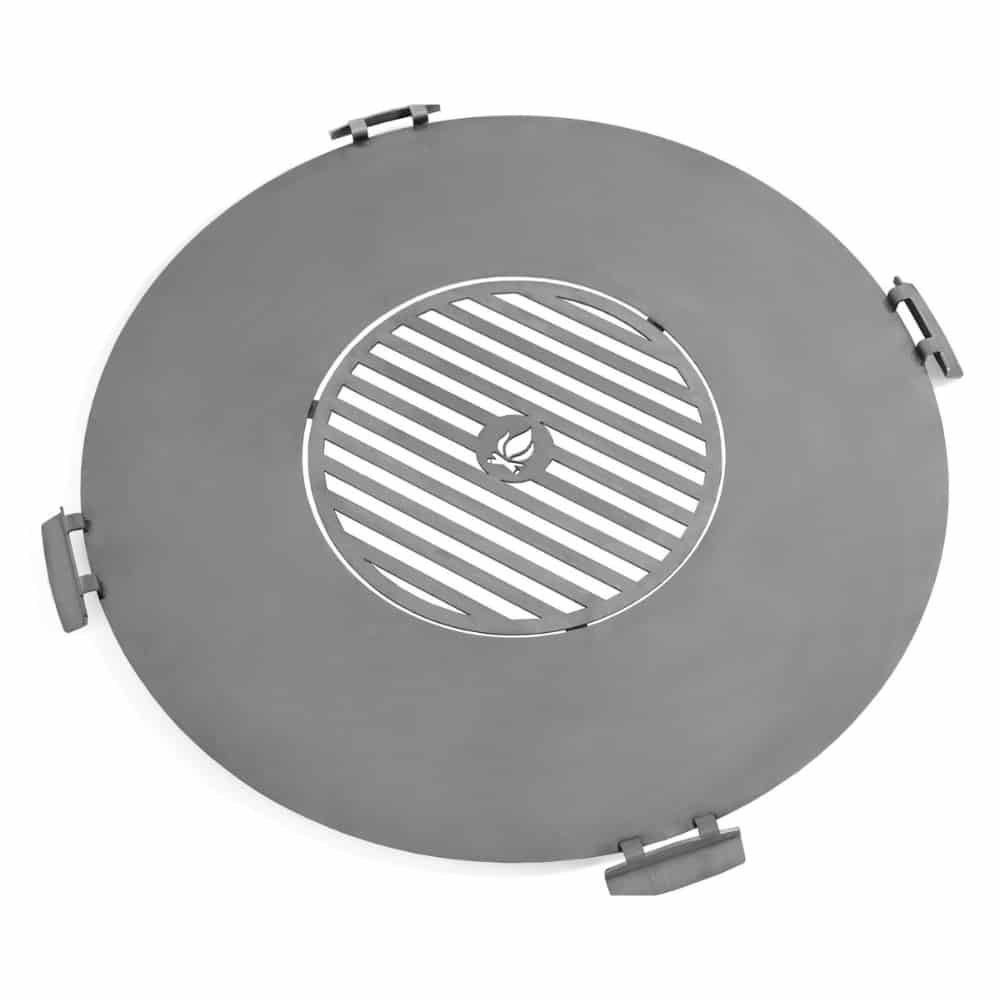 Plaque de cuisson en acier inoxydable pour brasero 82 cm avec quatre poignées + grille 40 cm