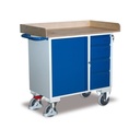 Chariot d'atelier avec 1 armoire, 4 tiroirs, 1 surface de chargement + EasySTOP