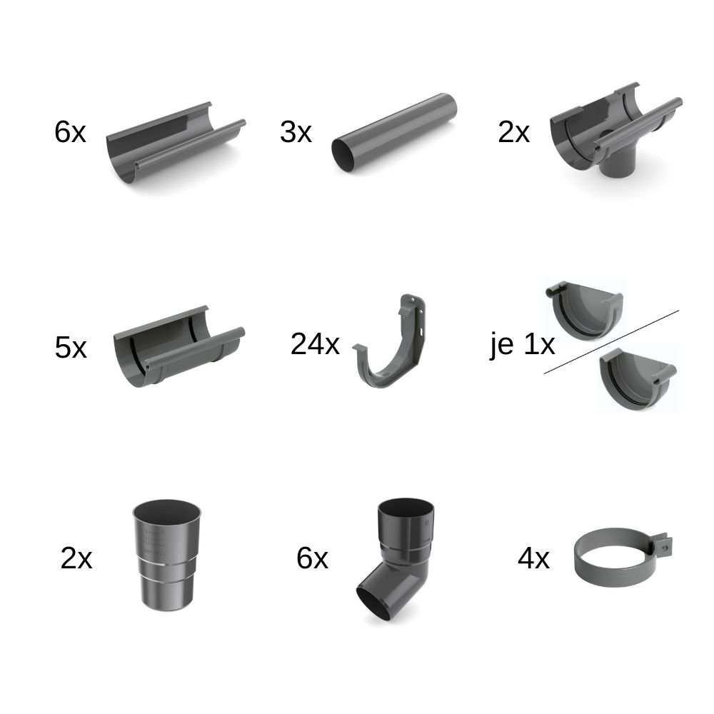 Ensemble de gouttières 12m graphite Système 100