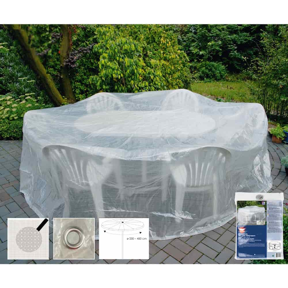 Housse de protection transparente pour ensemble de sièges ronds, env. 320x93