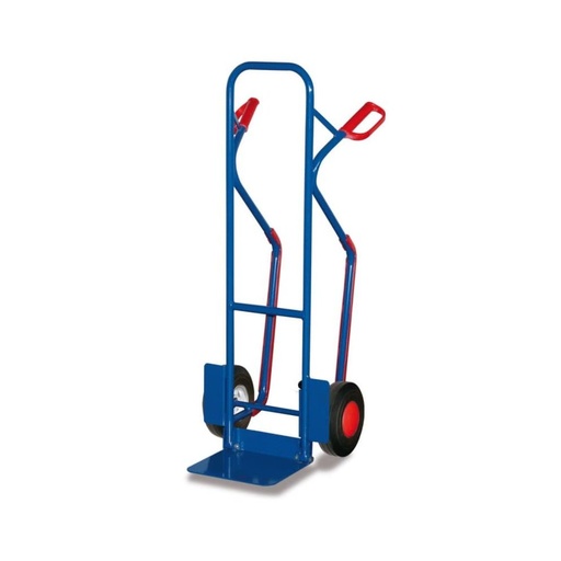 [BONI-sk-710.218] Chariot empilable en tube d'acier 200 kg avec pelle pliante et patins de glissement Pneus pleins 570 x 610 x 1300 mm