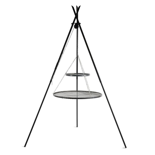 [BONI-C111446] Grill pivotant "TIPI" 210 cm + Double grille 70 cm et 40 cm en acier naturel