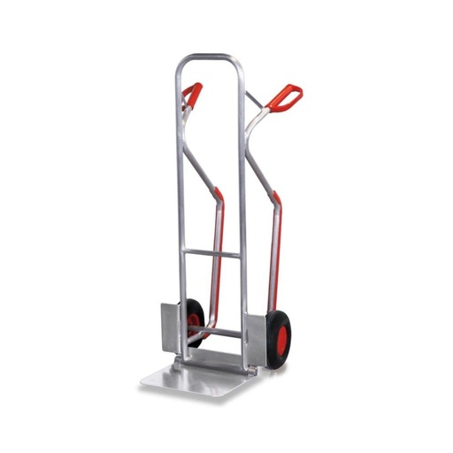 [BONI-ap-710.211] Chariot en aluminium empilable 200 kg avec pelle pliante et patins de glissement pneus 550 x 640 x 1300 mm