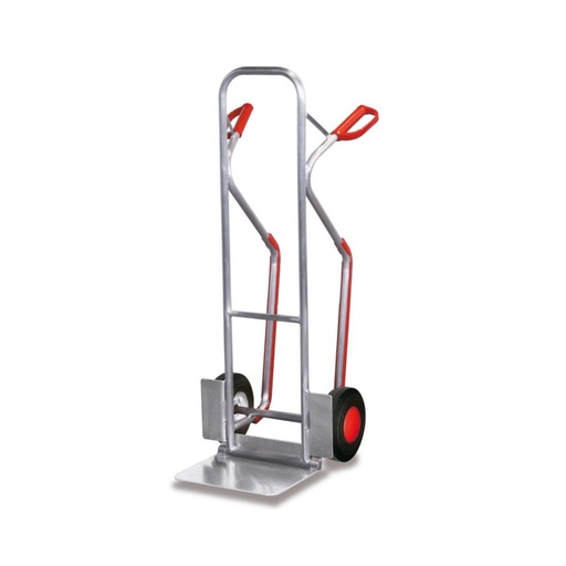 [BONI-ap-710.212] Chariot en aluminium empilable 200 kg avec pelle repliable et patins de glissement pneumatiques, pneus pleins 550 x 640 x 1300 mm