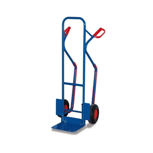 [BONI-sk-710.217] Chariot empilable en tube d'acier 200 kg avec pelle rétractable, patins en plastique, pneus gonflables 570 x 610 x 1300 mm