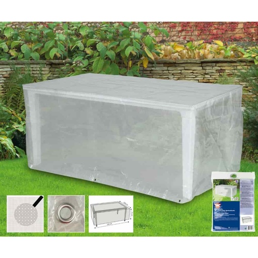 [BONI-79292KK] Housse de protection transparente pour table rectangulaire, env. 220x100x75