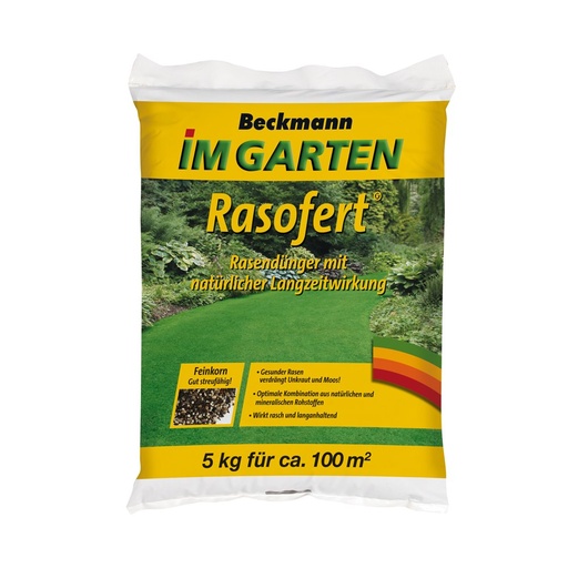 [BONI-10100D] 5 kg d'engrais à gazon Beckmann Rasofert®, organo-minéral pour environ 100 m²