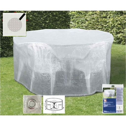 [BONI-79263KK] Housse de protection transparente pour ensemble de sièges ronds, env. 200x95