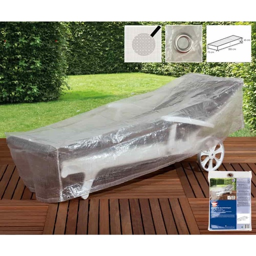 [BONI-79264KK] Housse de protection transparente pour chaise longue, env. 200x75x45