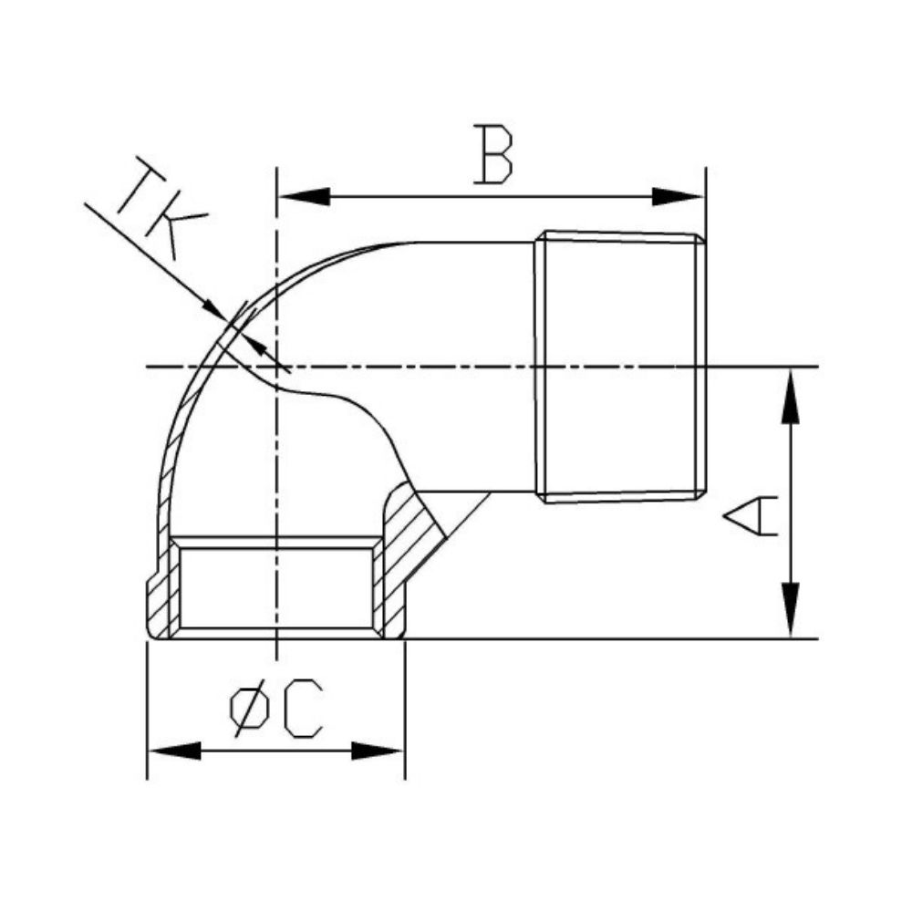 Raccord fileté en acier inoxydable coude 90° 1 1/2" IG x 1 1/2" AG-1