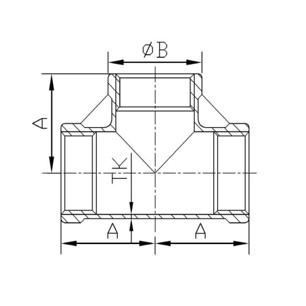 Raccord fileté en acier inoxydable T 90° 1 1/4" IG-1